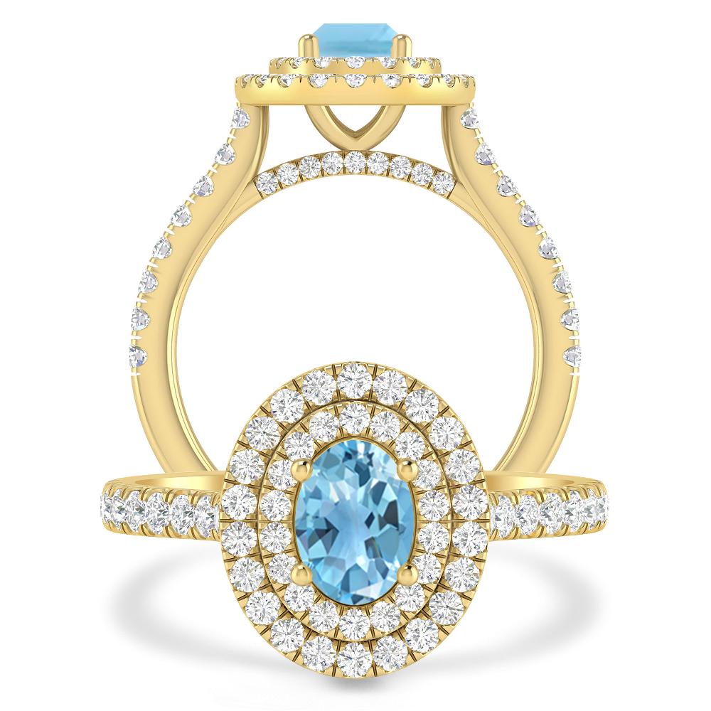 Yellow Gold - Blue Topaz