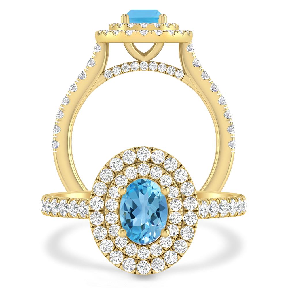 Yellow Gold - Blue Topaz