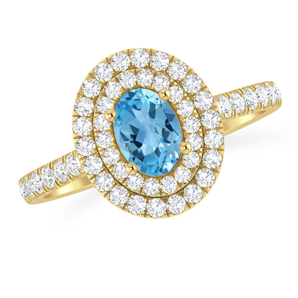 Yellow Gold - Blue Topaz