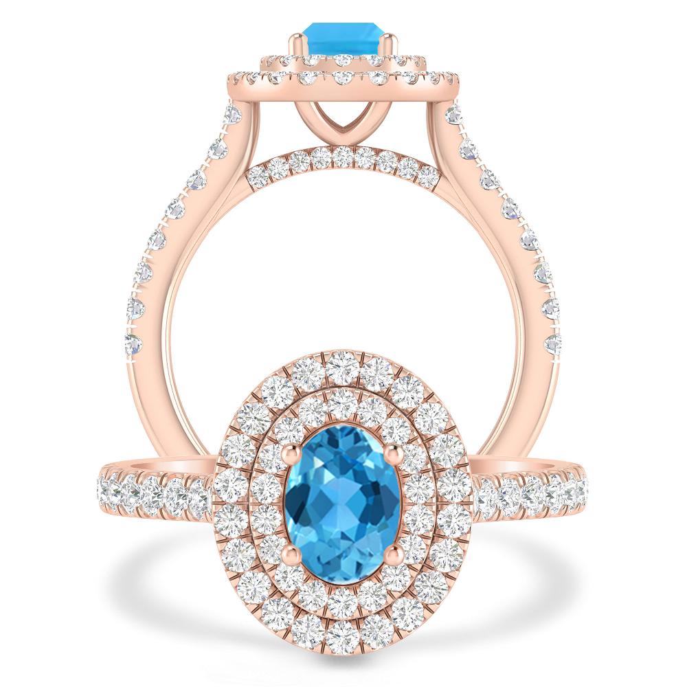 Rose Gold - Blue Topaz