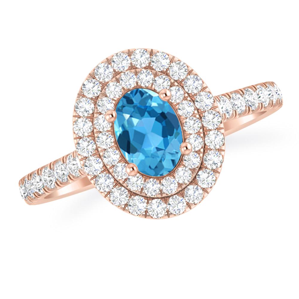 Rose Gold - Blue Topaz