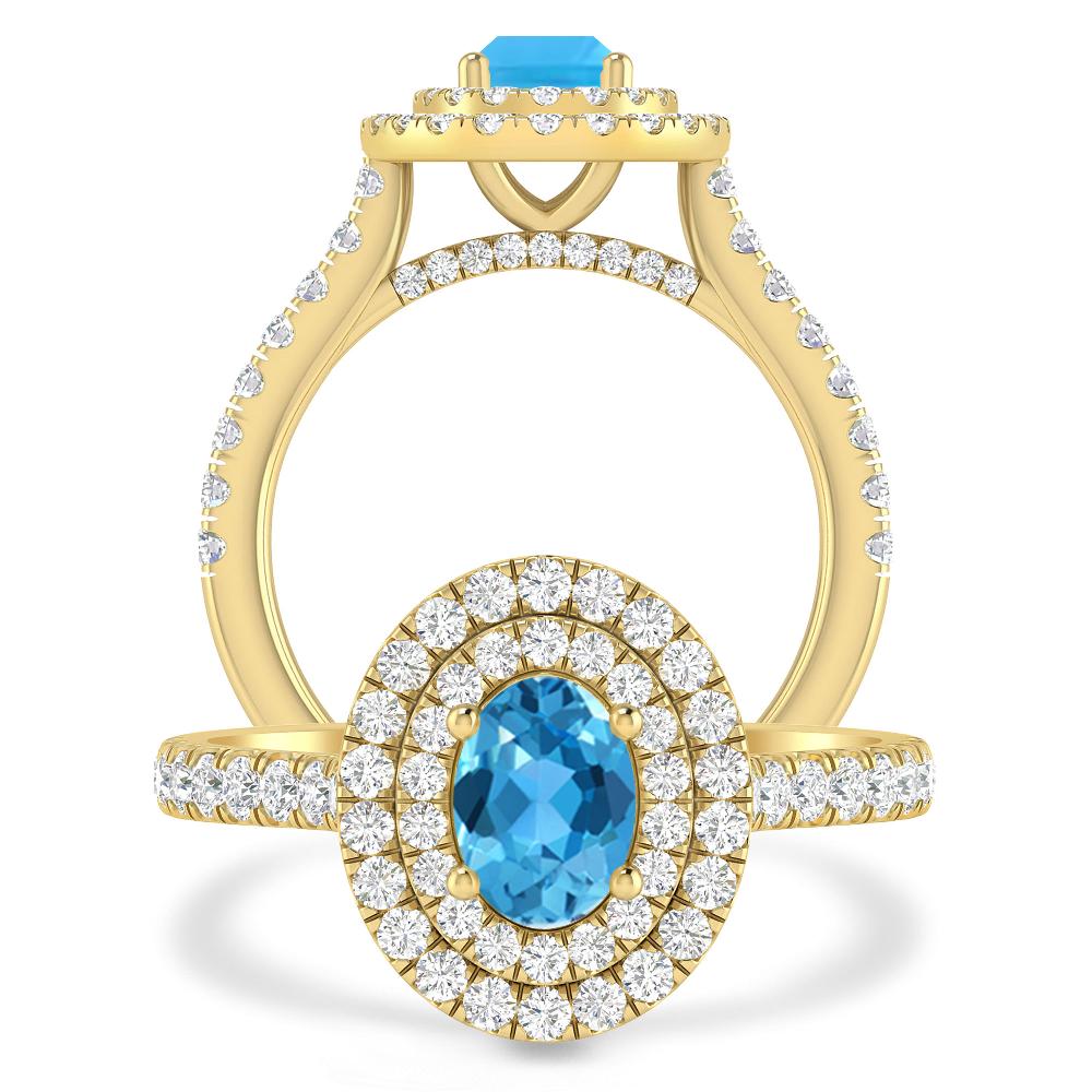 Yellow Gold - Blue Topaz