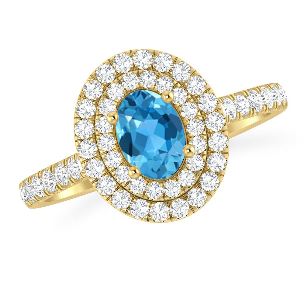 Yellow Gold - Blue Topaz