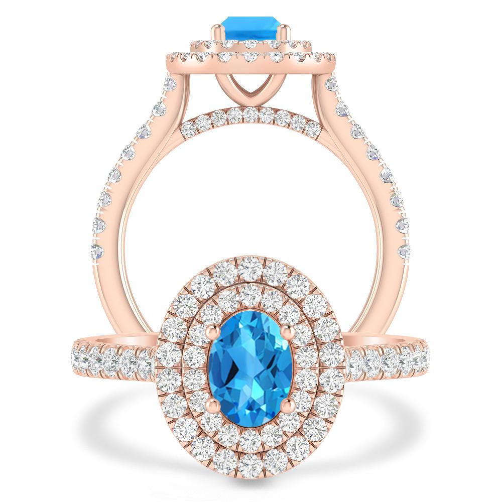 Rose Gold - Blue Topaz