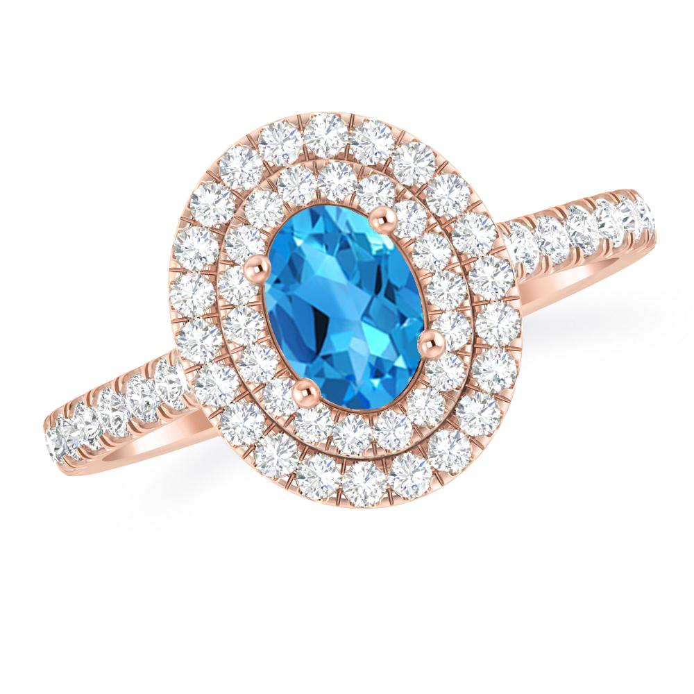 Rose Gold - Blue Topaz