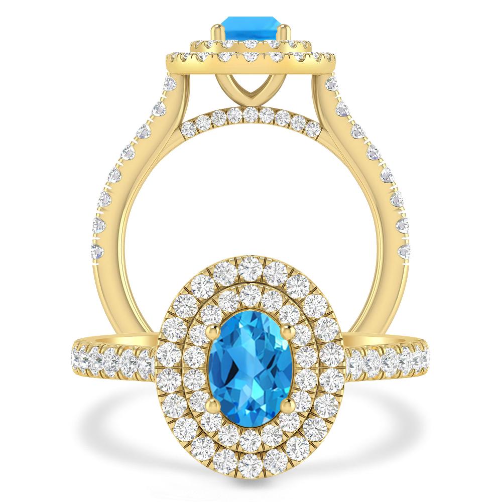 Yellow Gold - Blue Topaz