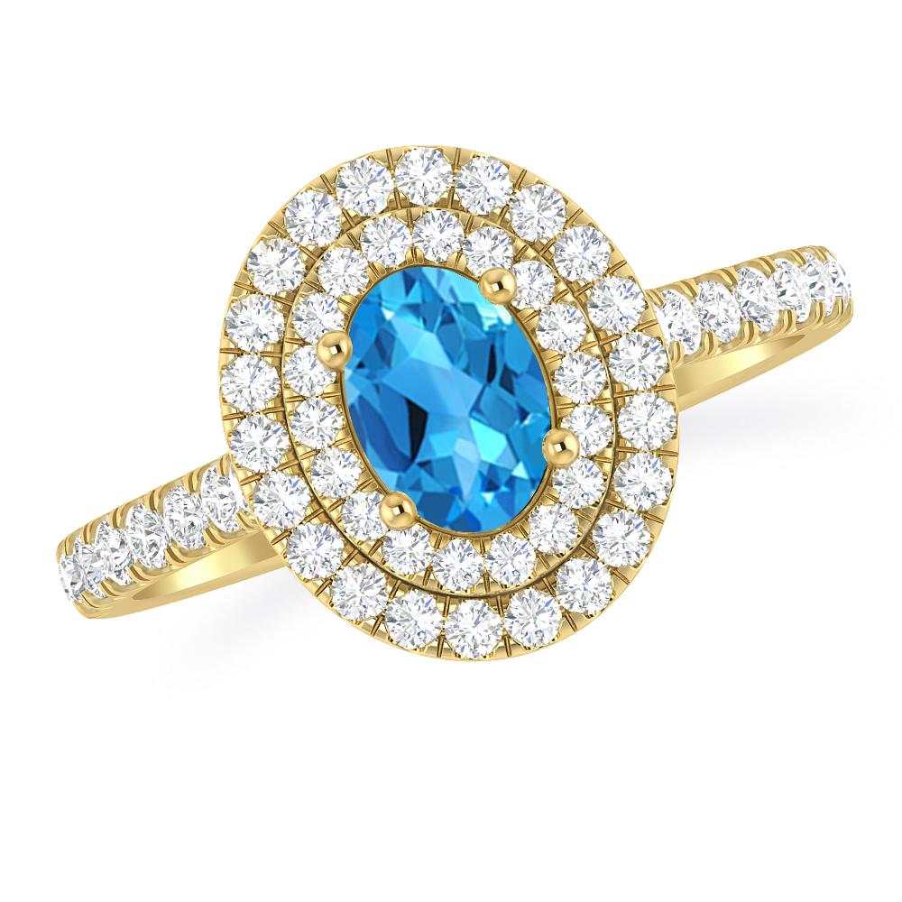 Yellow Gold - Blue Topaz