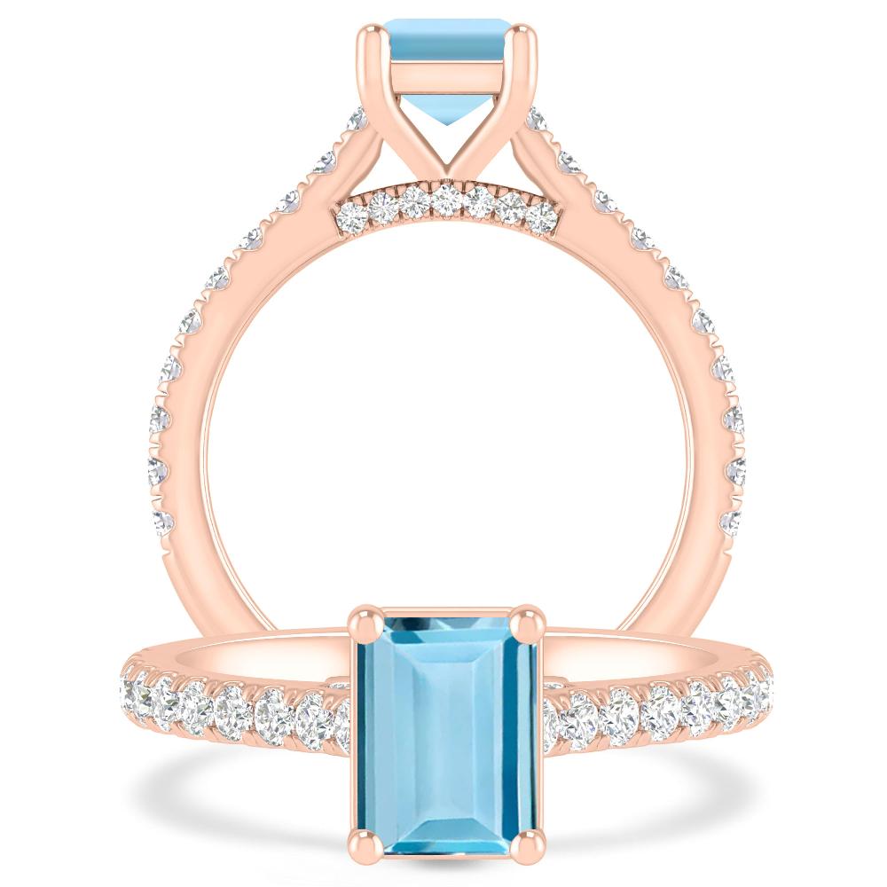 Rose Gold - Aquamarine