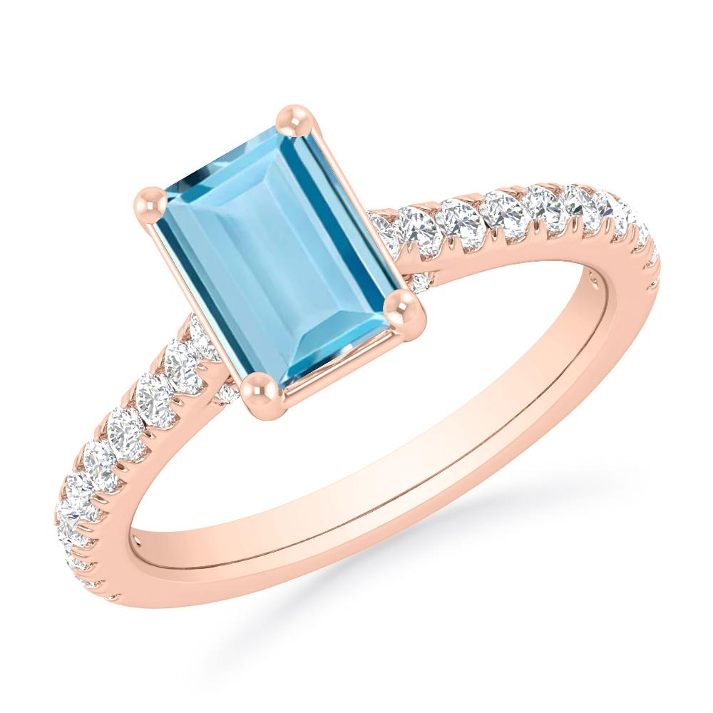 Rose Gold - Aquamarine