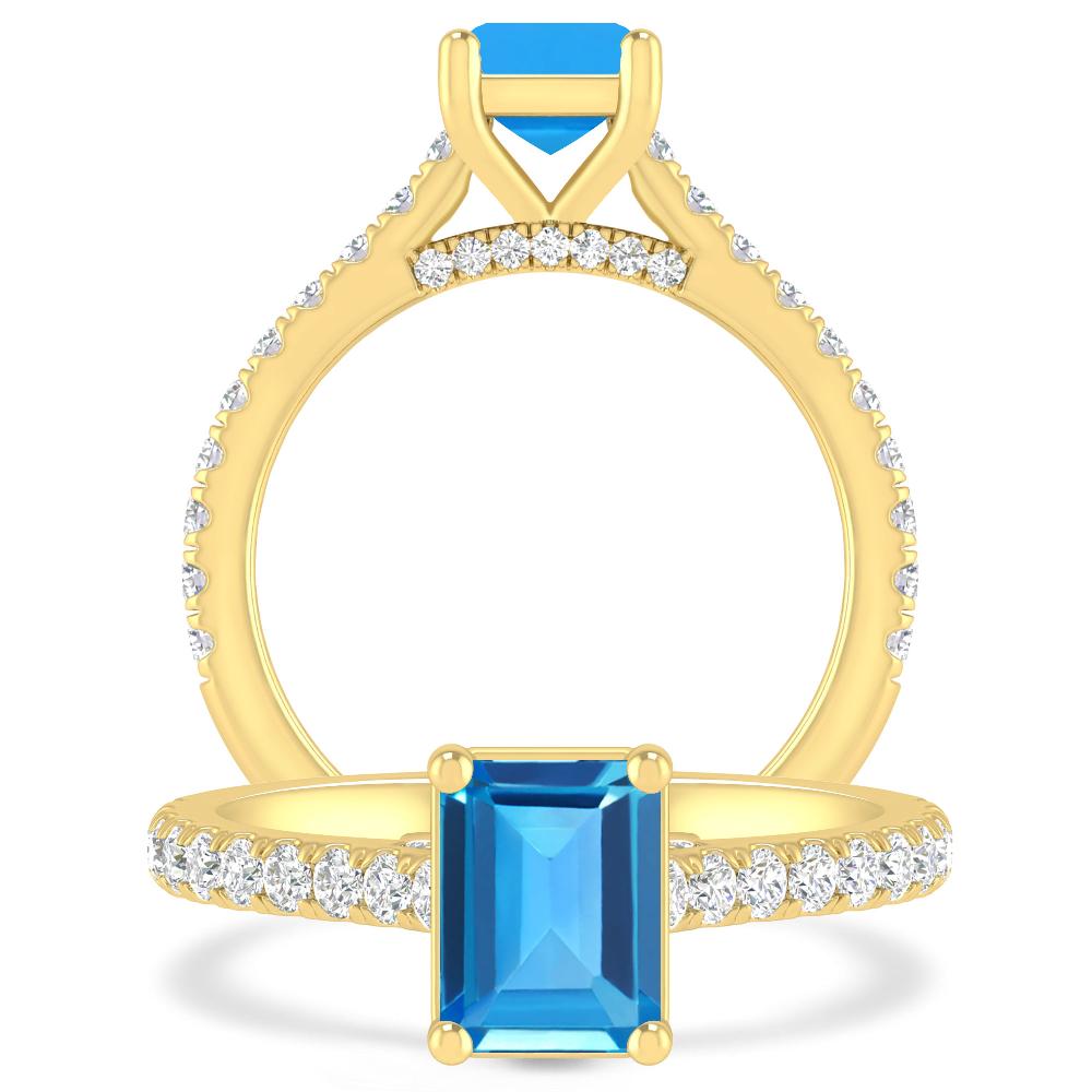 Yellow Gold - Blue Topaz