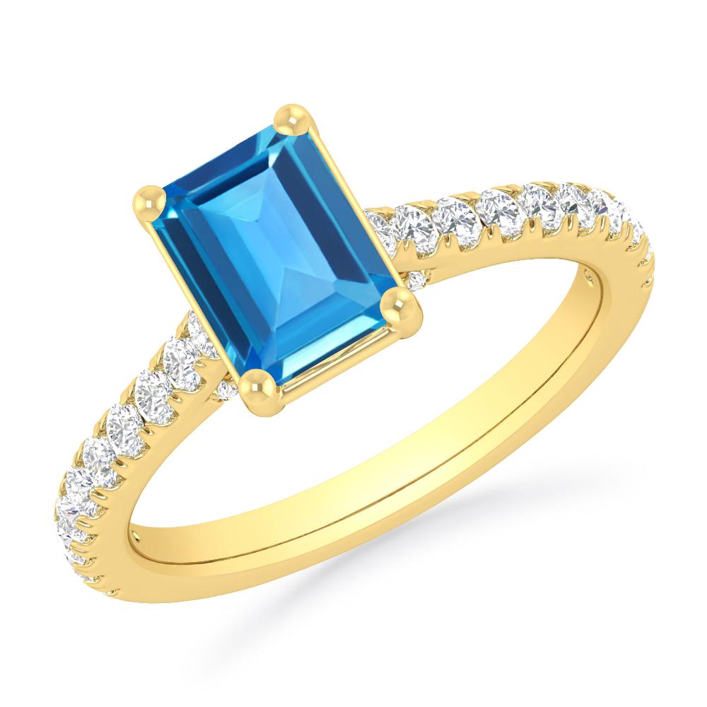 Yellow Gold - Blue Topaz