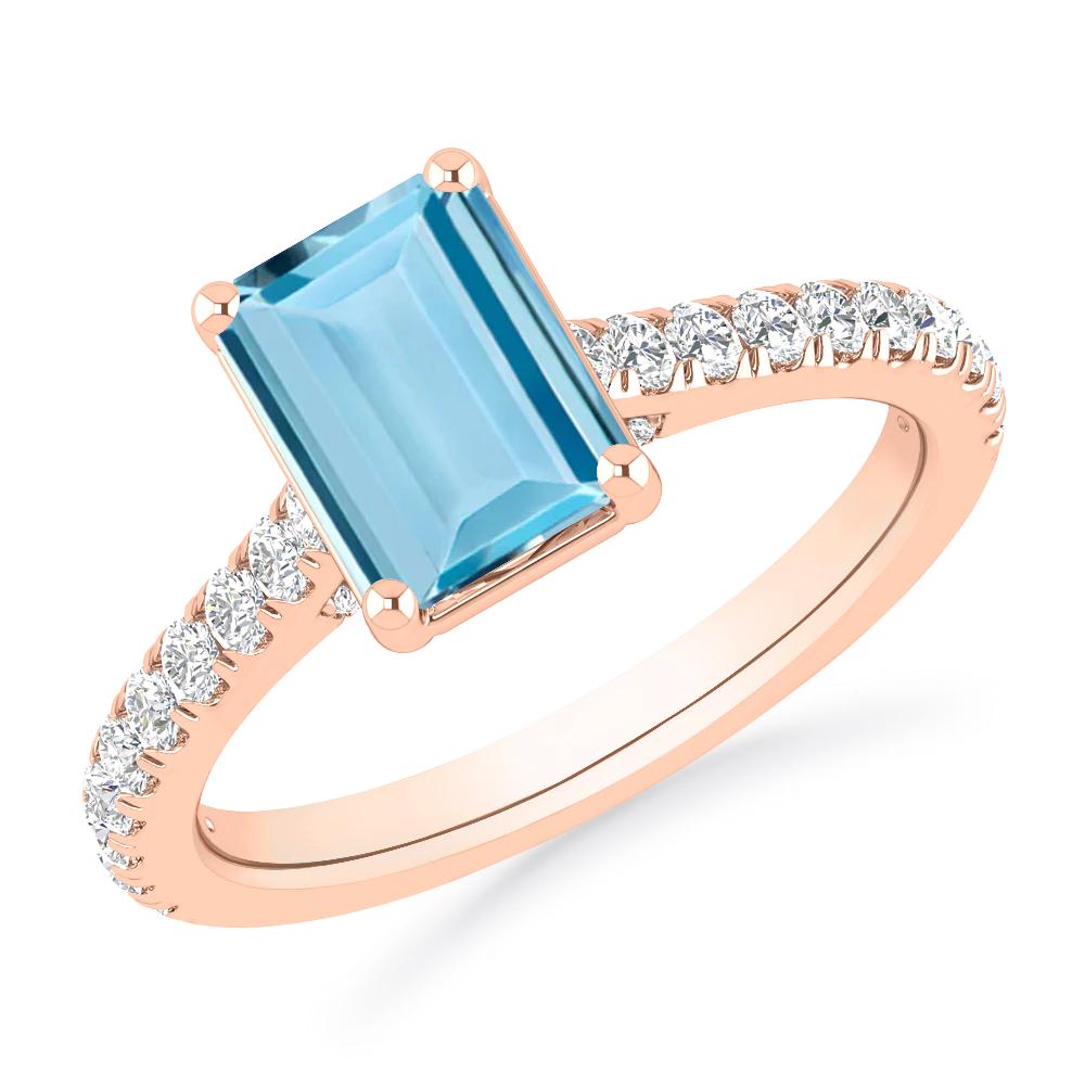 Rose Gold - Aquamarine