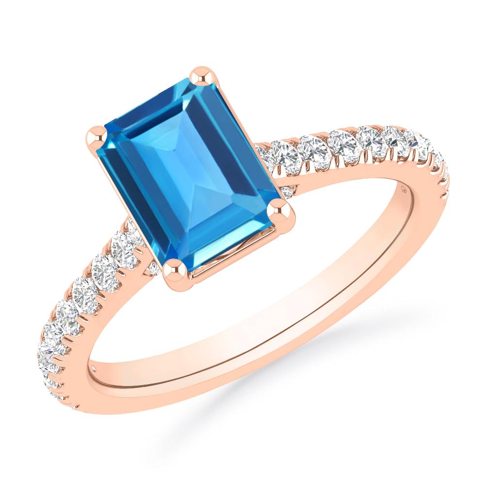 Rose Gold - Blue Topaz