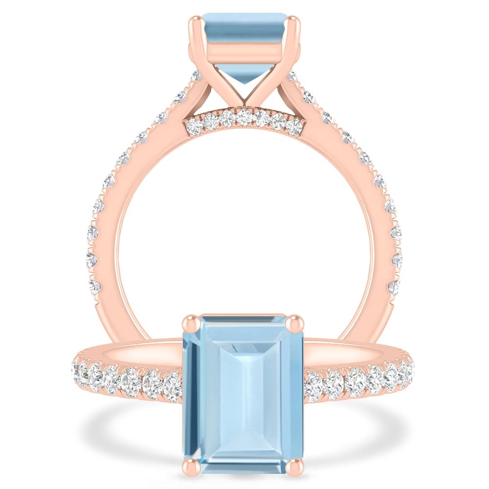 Rose Gold - Aquamarine