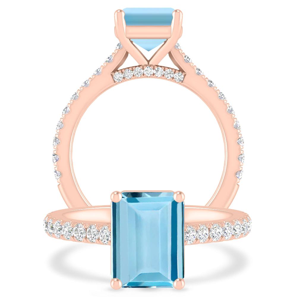 Rose Gold - Aquamarine