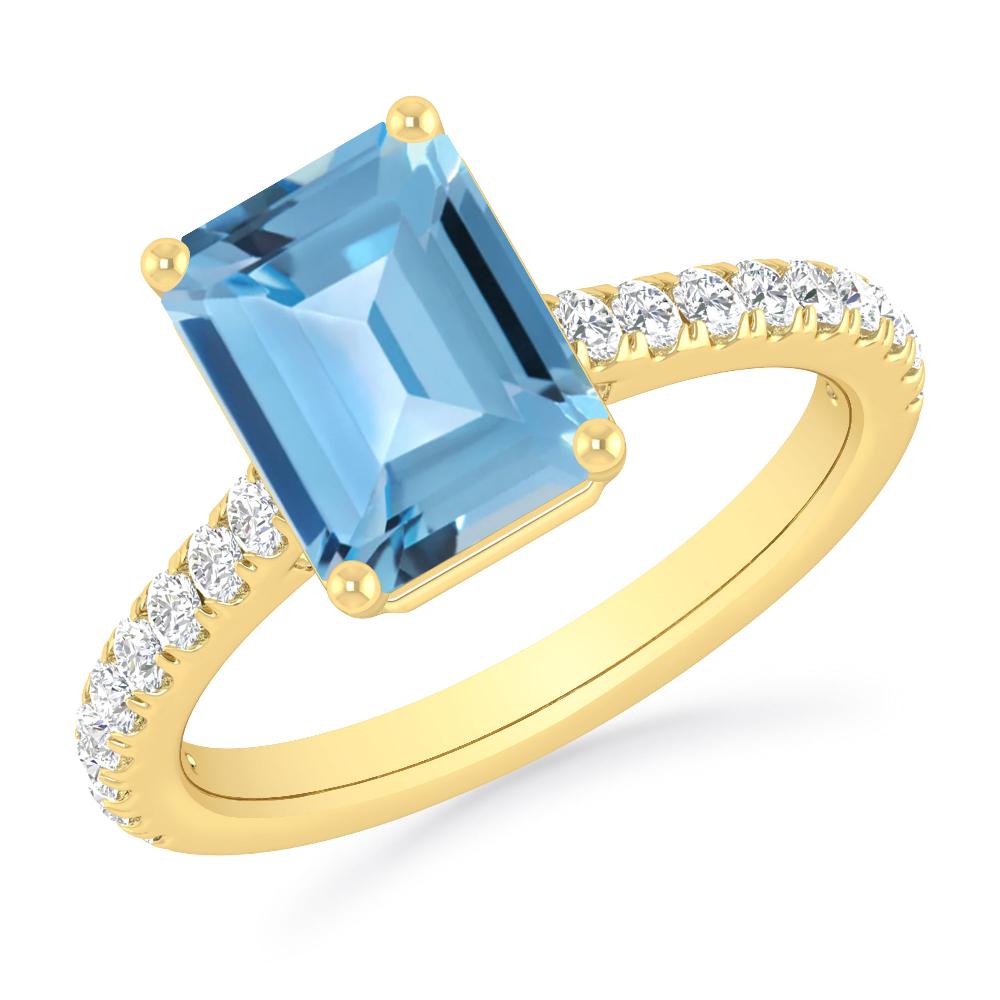 Yellow Gold - Blue Topaz