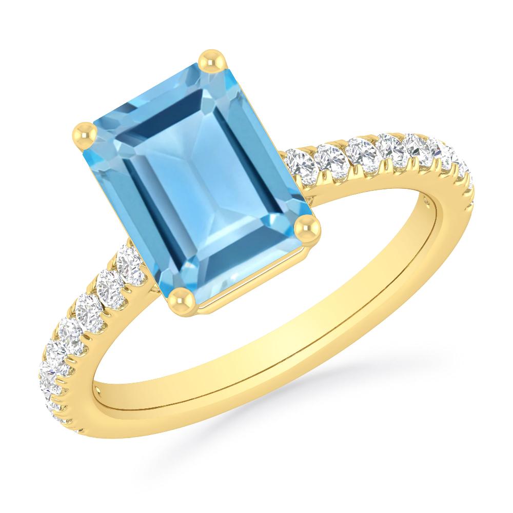 Yellow Gold - Blue Topaz