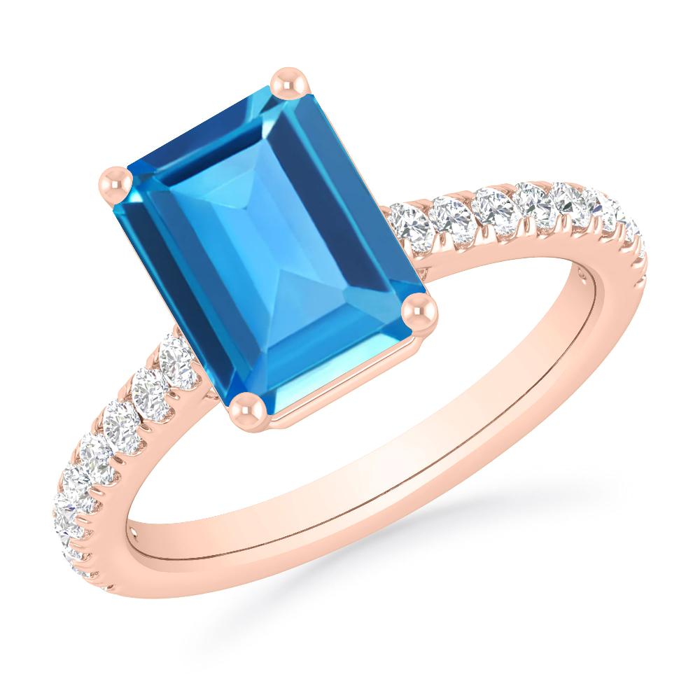 Rose Gold - Blue Topaz