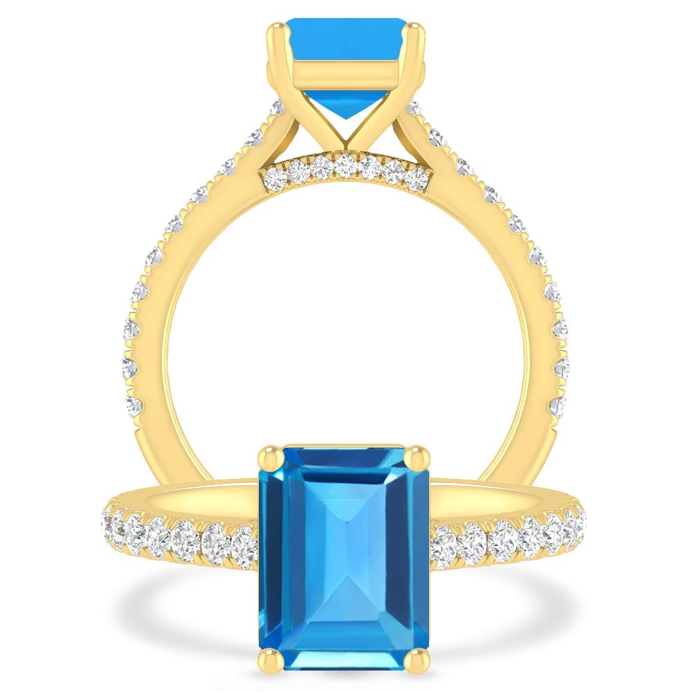 Yellow Gold - Blue Topaz