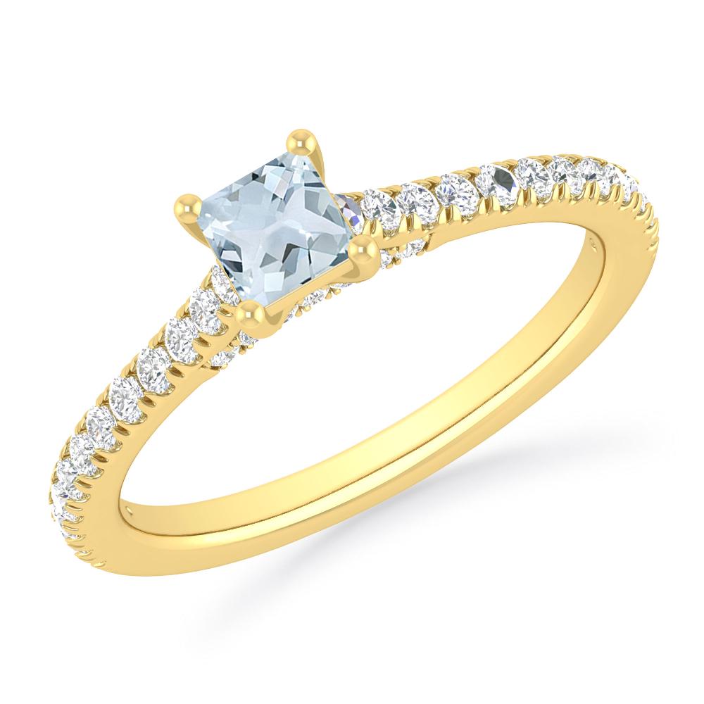 Yellow Gold - Aquamarine