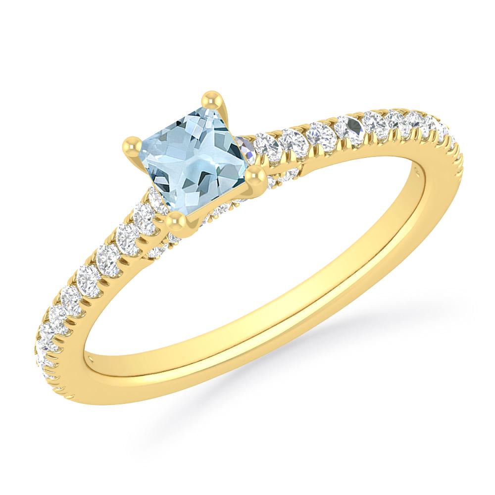 Yellow Gold - Aquamarine