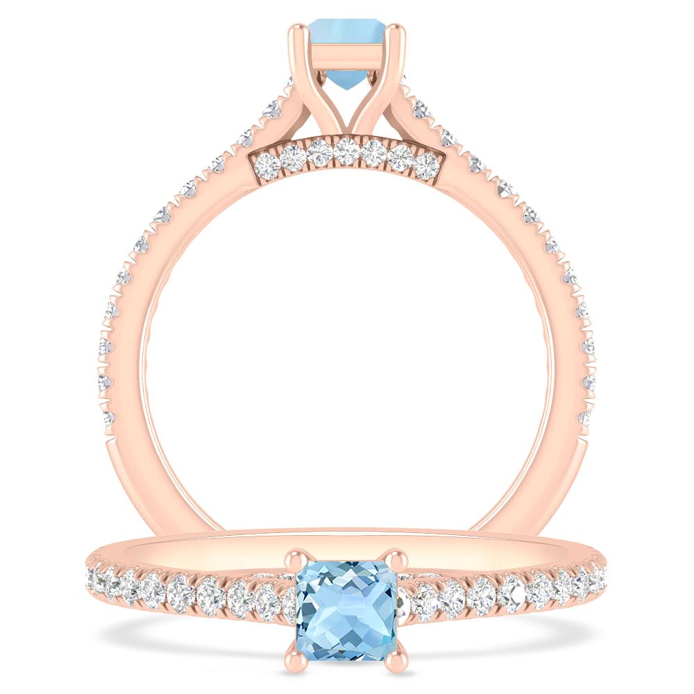 Rose Gold - Aquamarine