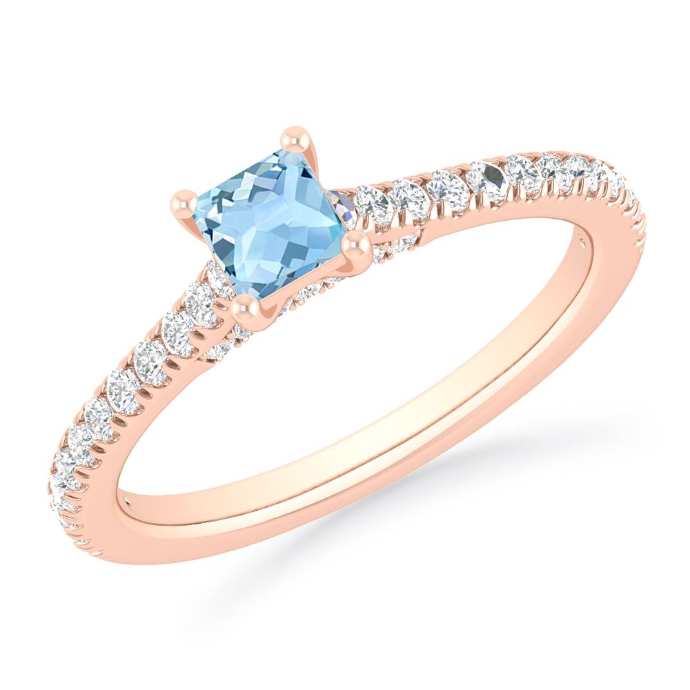 Rose Gold - Aquamarine