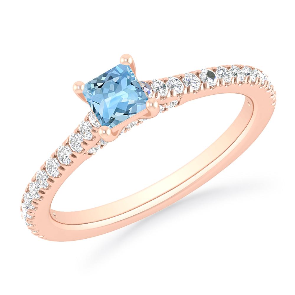 Rose Gold - Aquamarine