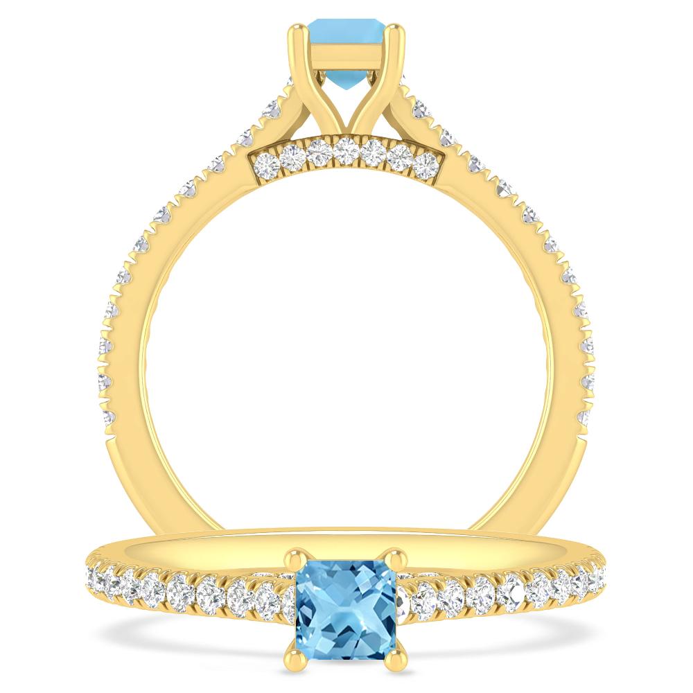 Yellow Gold - Blue Topaz