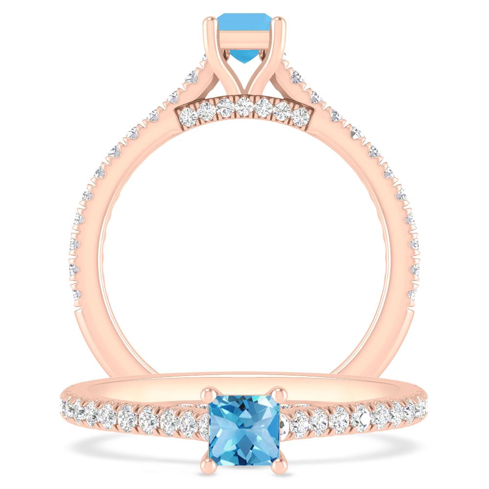 Rose Gold - Blue Topaz