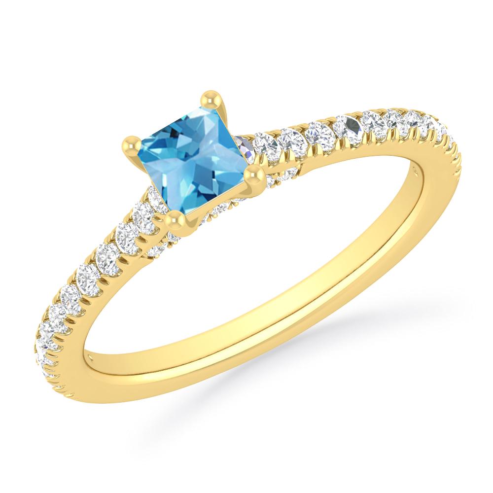 Yellow Gold - Blue Topaz