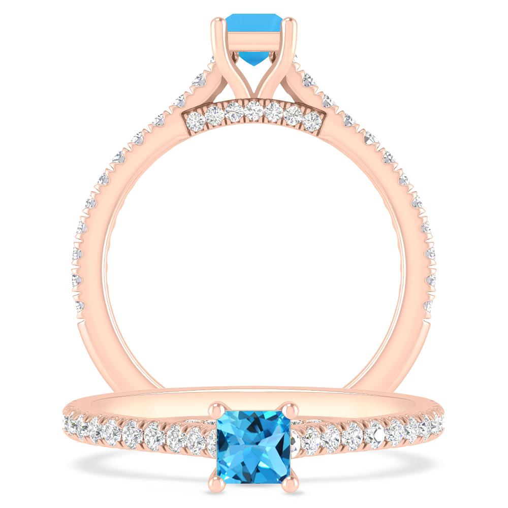 Rose Gold - Blue Topaz