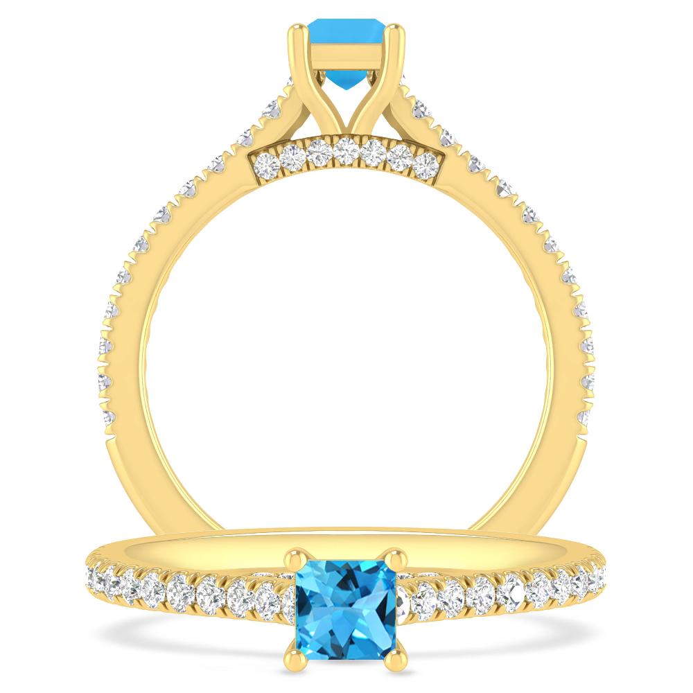 Yellow Gold - Blue Topaz