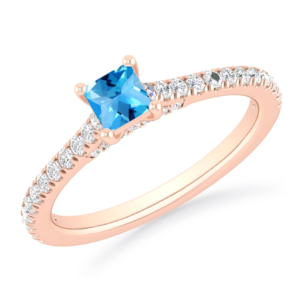 Rose Gold - Blue Topaz