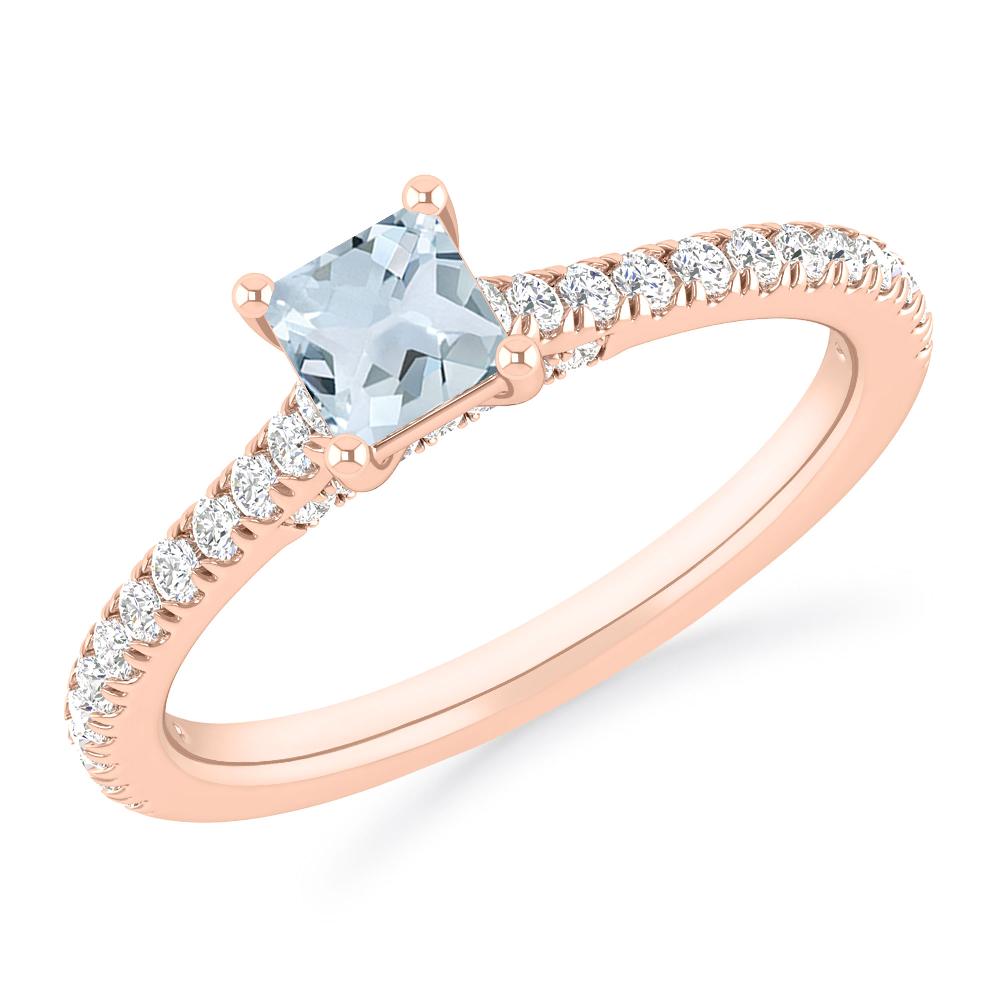 Rose Gold - Aquamarine