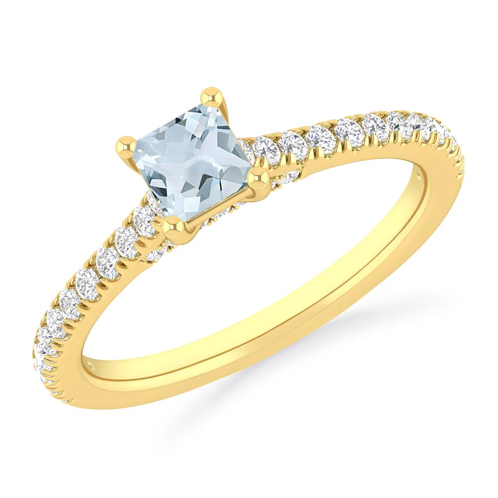 Yellow Gold - Aquamarine