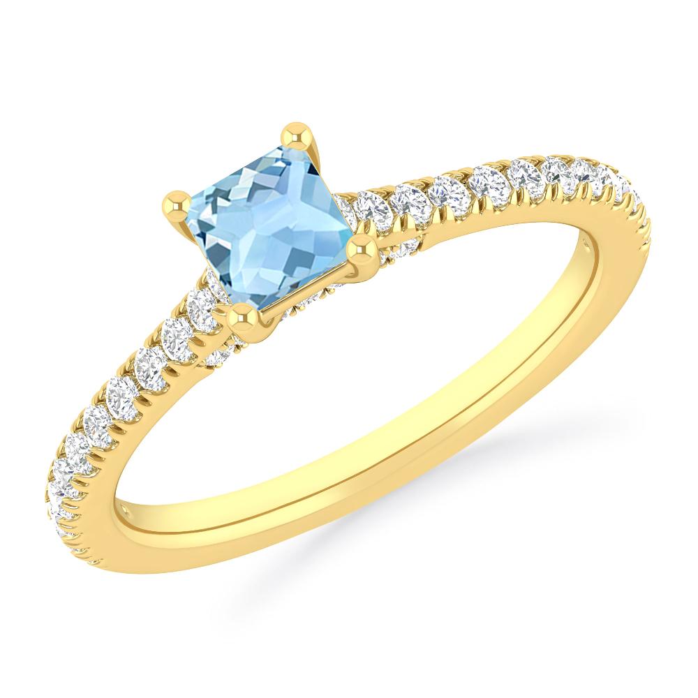 Yellow Gold - Aquamarine