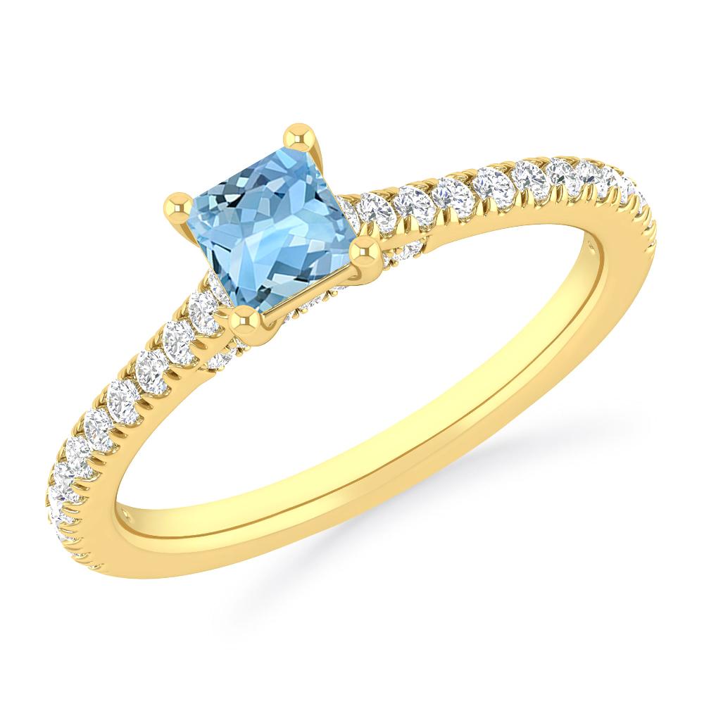 Yellow Gold - Aquamarine