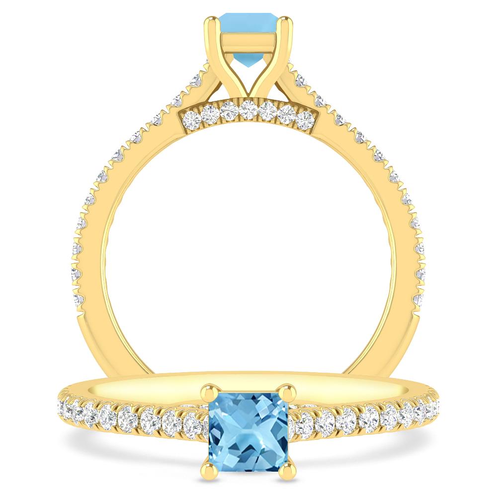 Yellow Gold - Blue Topaz