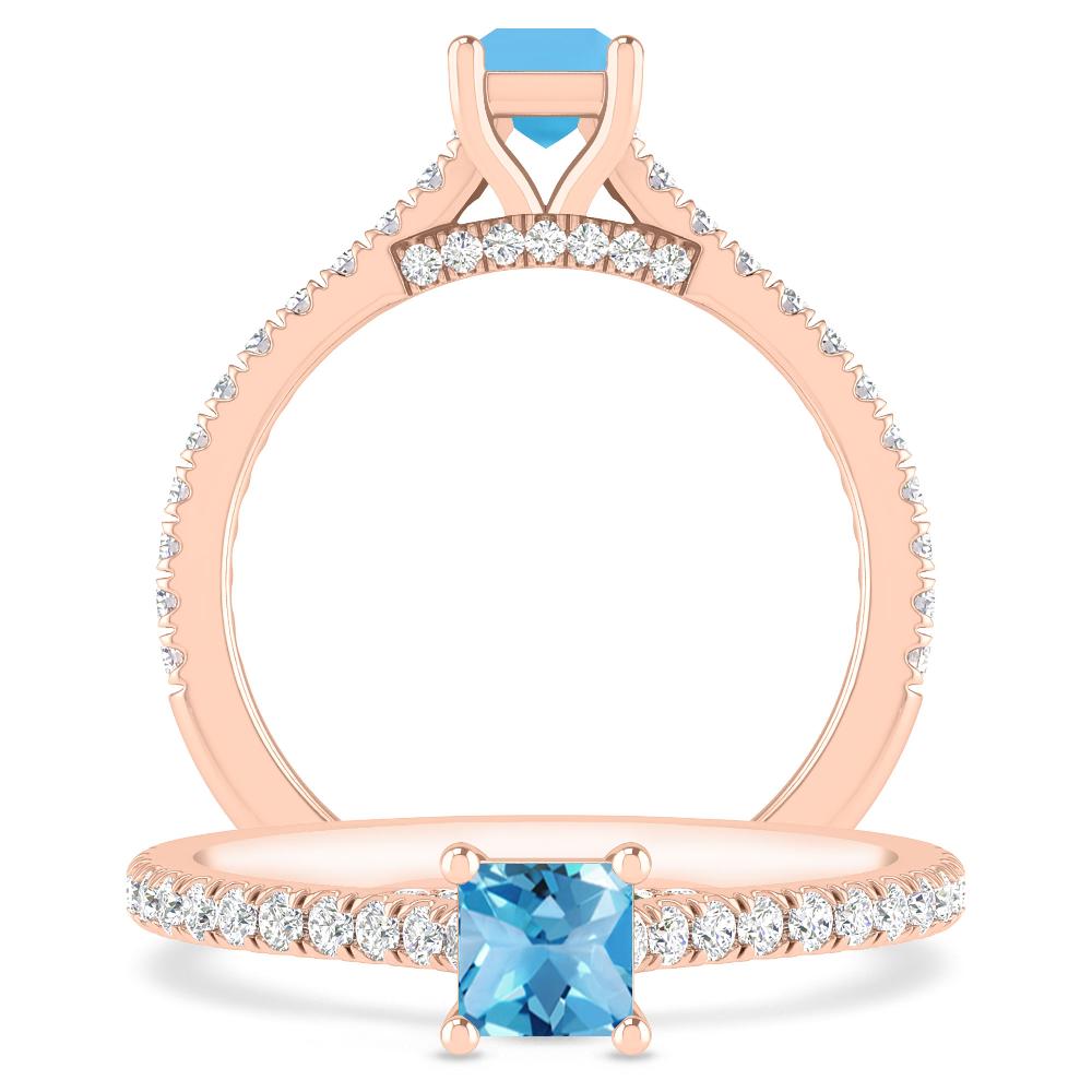 Rose Gold - Blue Topaz