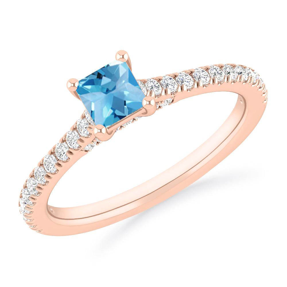 Rose Gold - Blue Topaz