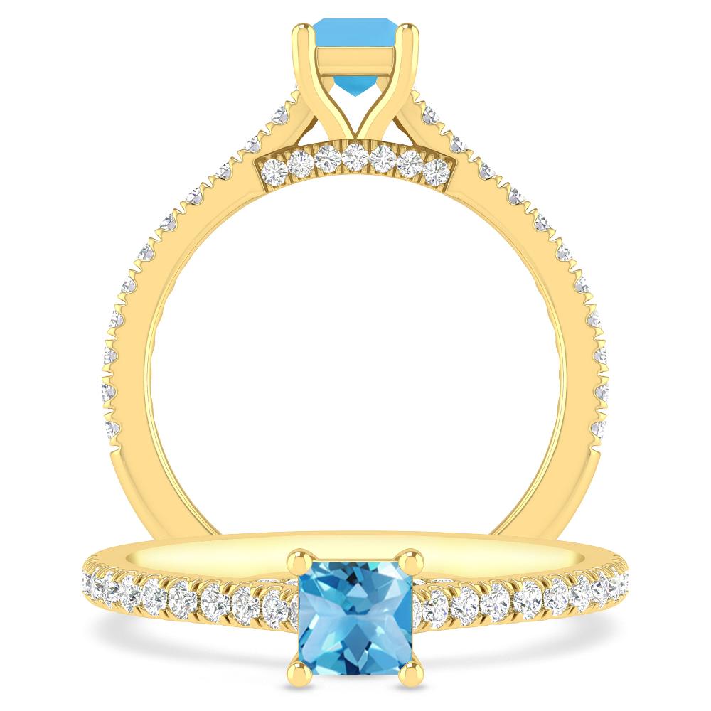 Yellow Gold - Blue Topaz