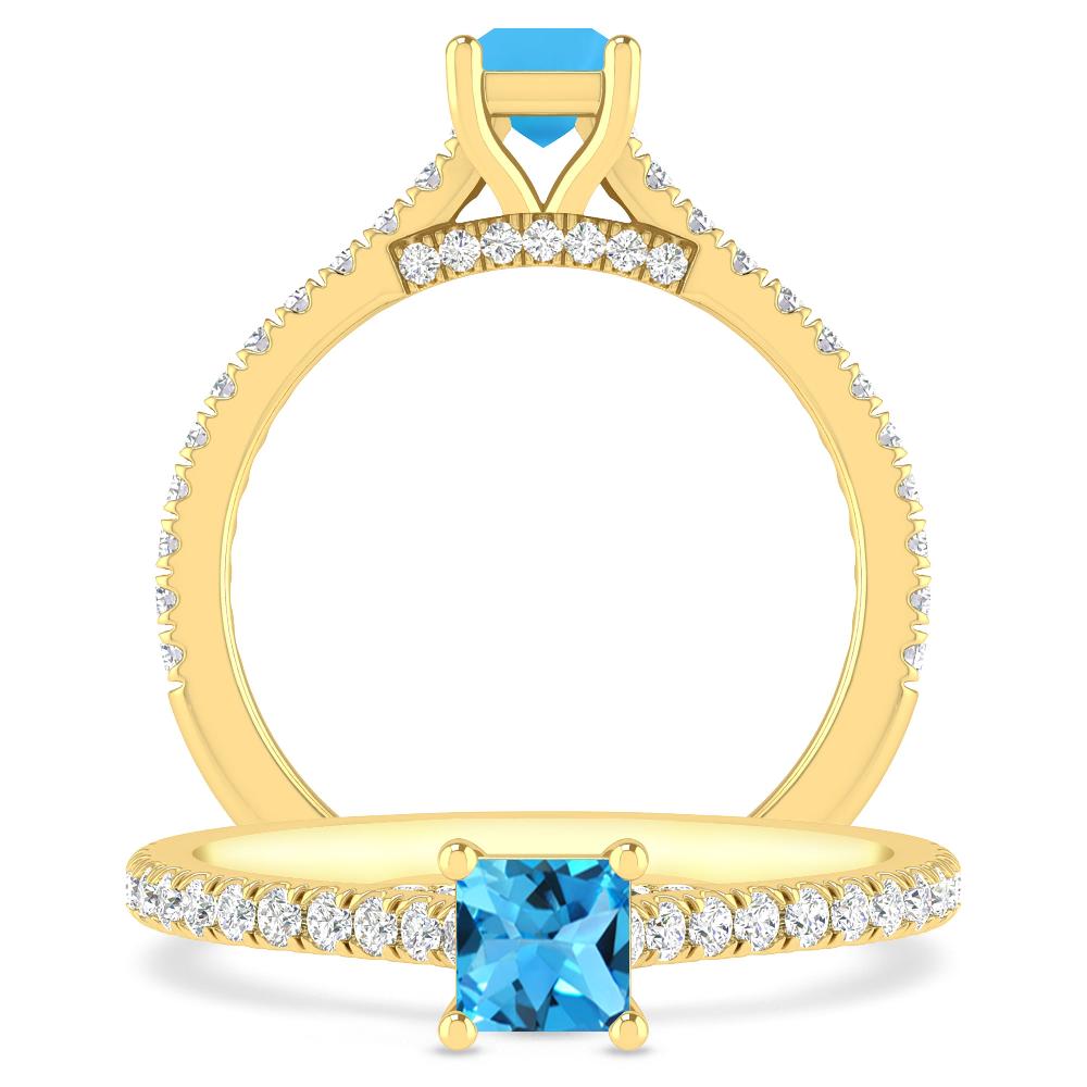 Yellow Gold - Blue Topaz