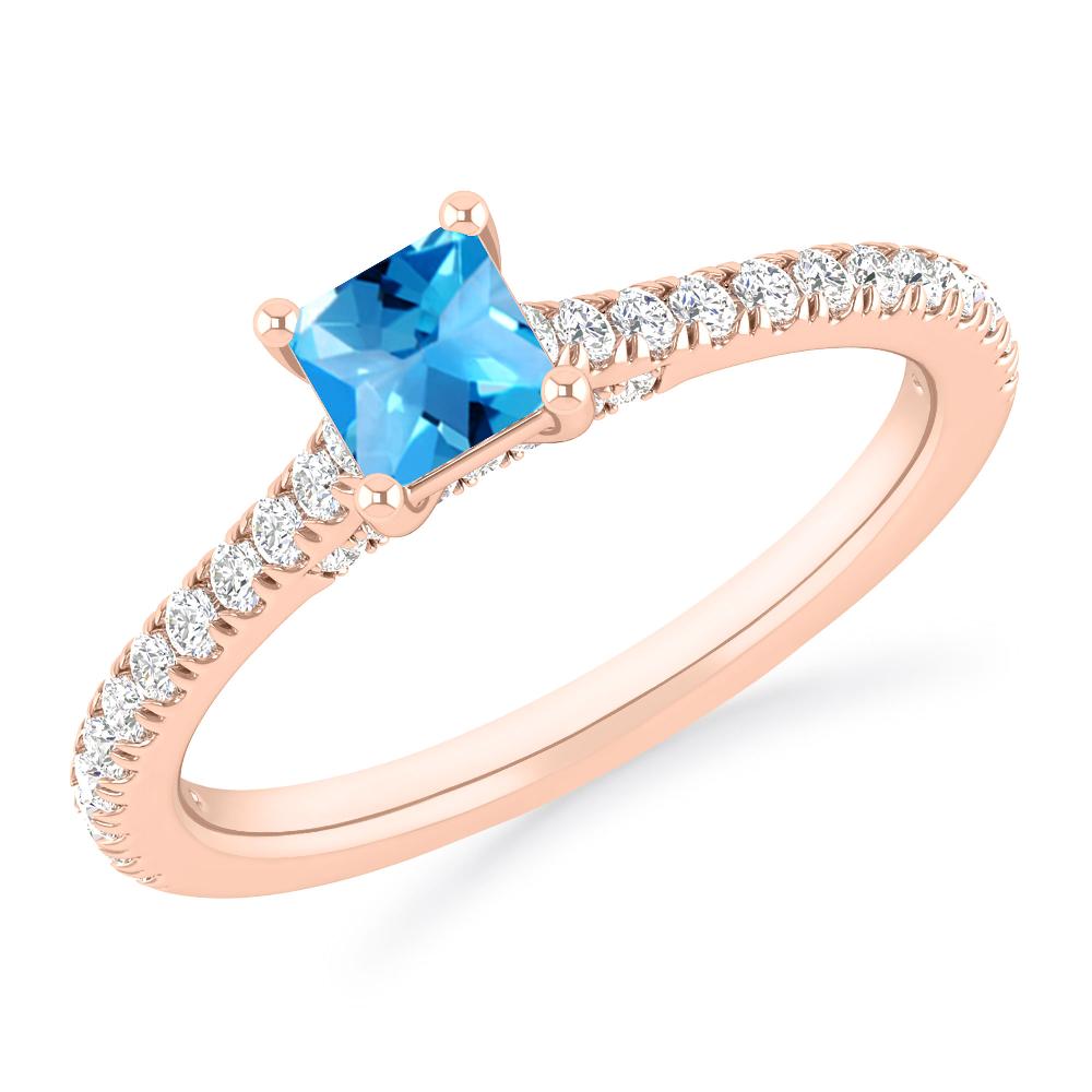 Rose Gold - Blue Topaz