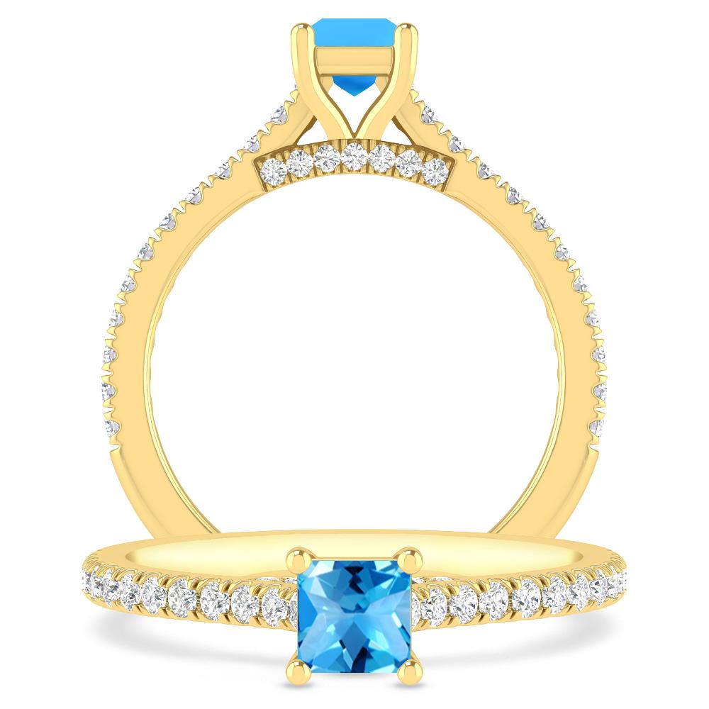 Yellow Gold - Blue Topaz