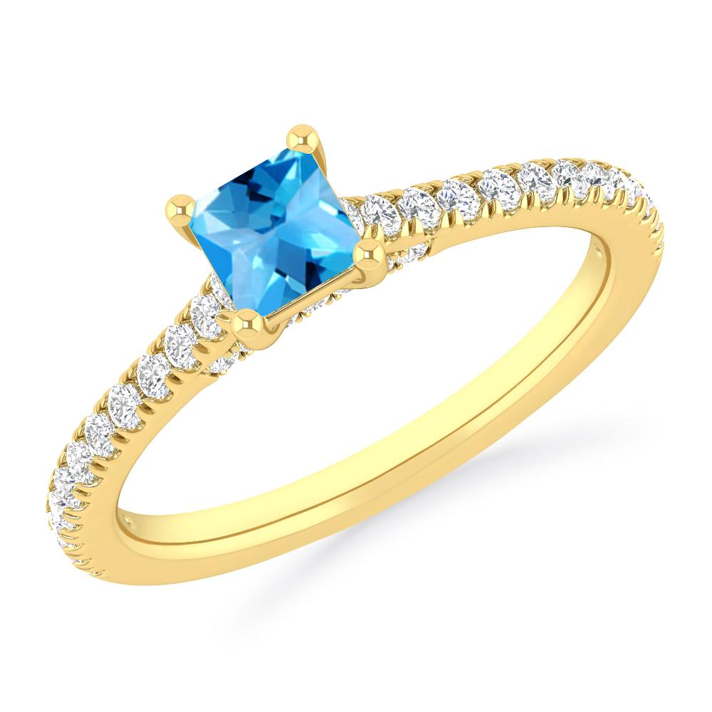 Yellow Gold - Blue Topaz