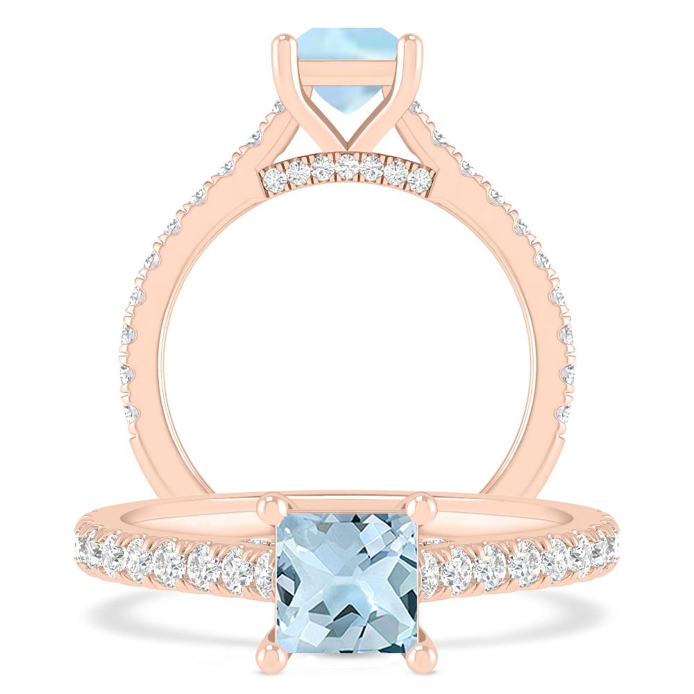 Rose Gold - Aquamarine