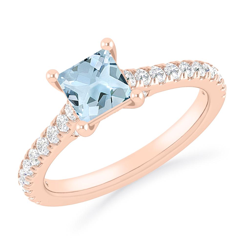 Rose Gold - Aquamarine