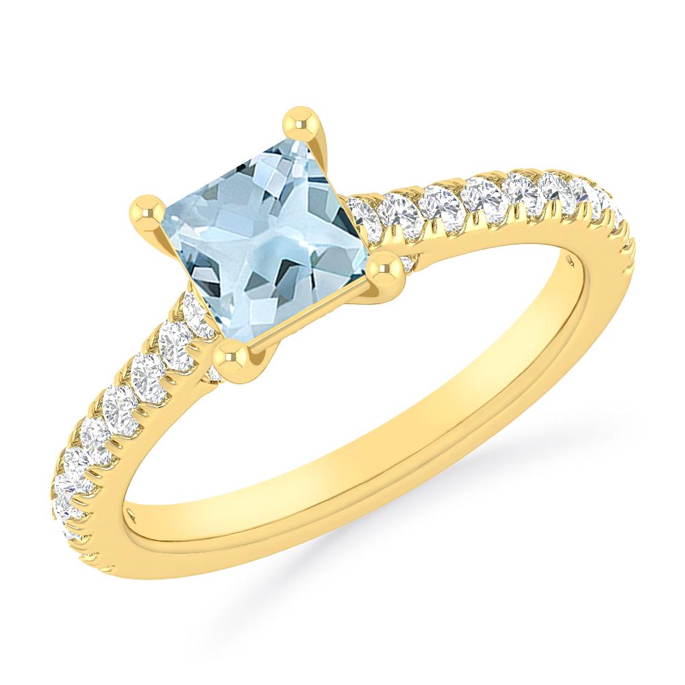 Yellow Gold - Aquamarine