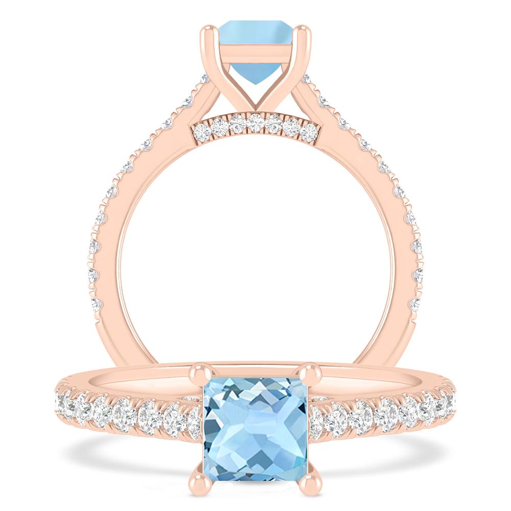 Rose Gold - Aquamarine